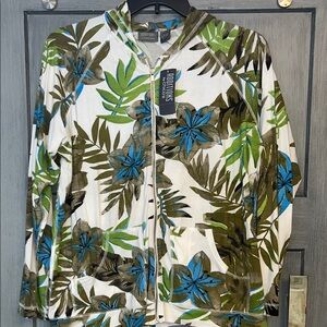 Chico's Multicolor Floral Zip-Up Hoodie